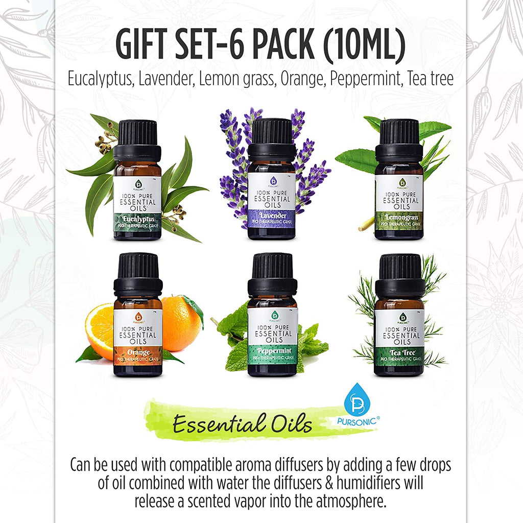 Pursonic Workstation Wellness Bundle – Diffuser, 6 Oils & 3-in-1 LED Desk Lamp-1