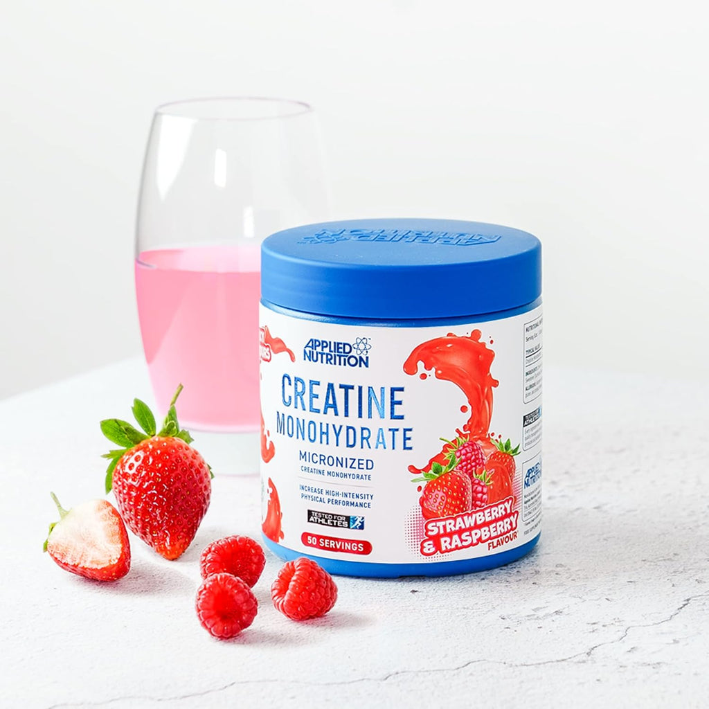 Applied Nutrition Creatine | Creatine Monohydrate Micronized Powder with Flavour, Increases High-Intensity Physical Performance (250g - 50 Servings) (Strawberry & Raspberry)