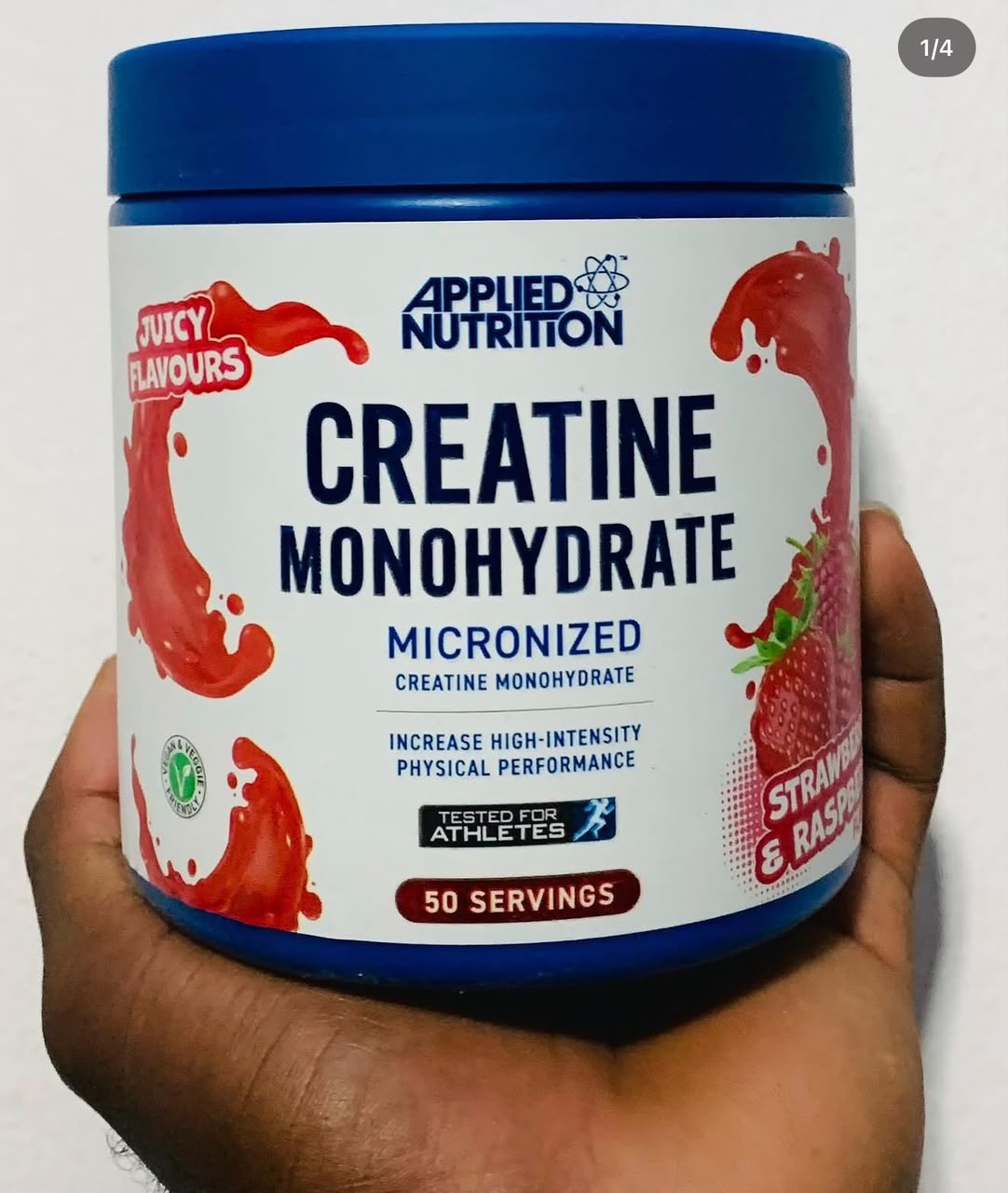Applied Nutrition Creatine | Creatine Monohydrate Micronized Powder with Flavour, Increases High-Intensity Physical Performance (250g - 50 Servings) (Strawberry & Raspberry)