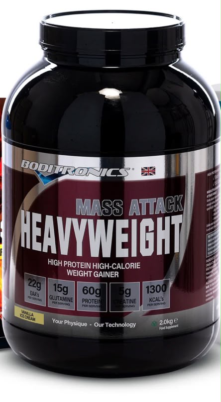Boditronics Mass Attack Heavyweight Protein Powder | Vanilla Ice Cream | 2Kg