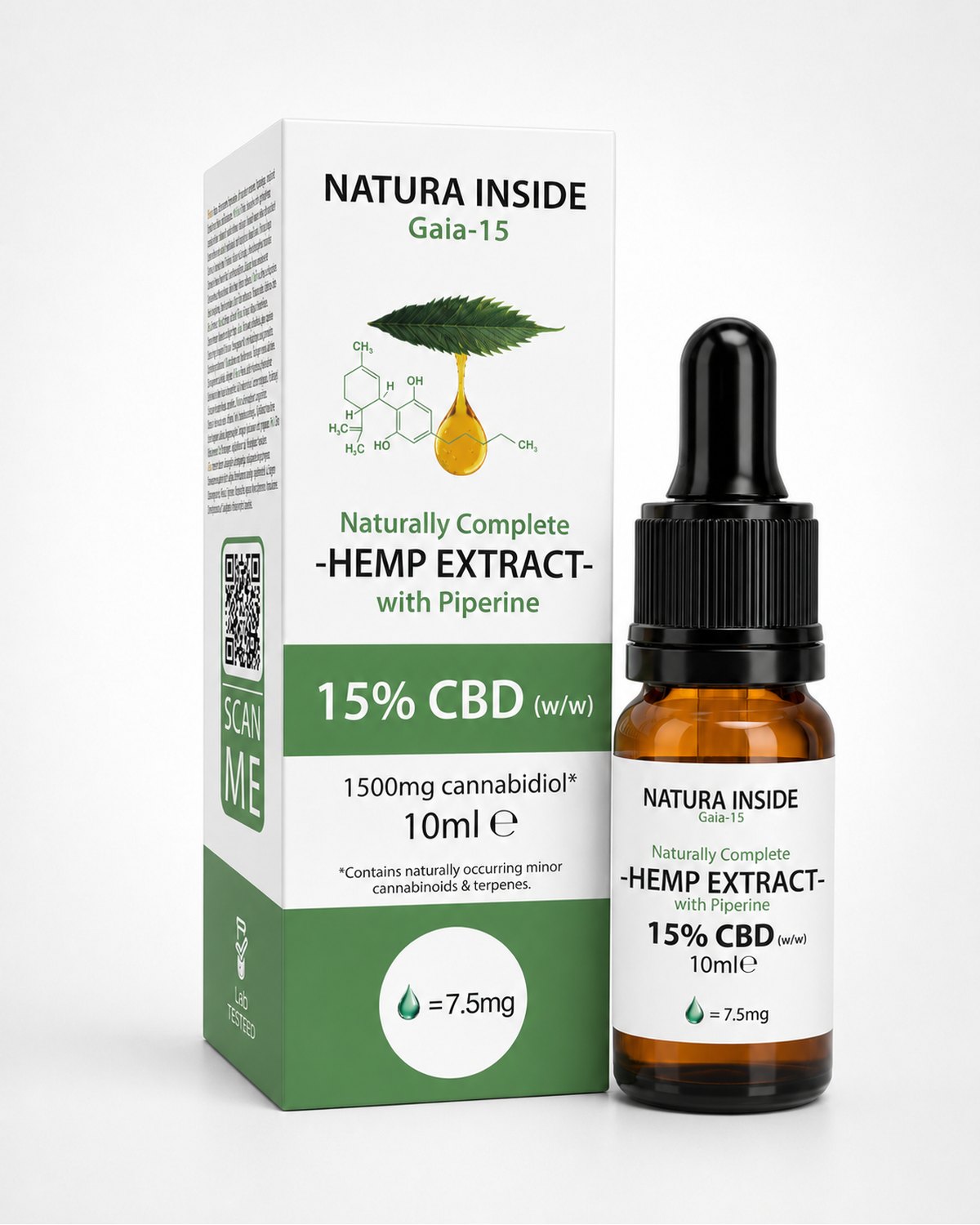 Natura Inside Full Spectrum Cannabis Oil – 15% CBD with Piperine, Gaia Series, 10ml-0